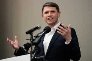 James Talarico, a Texas Democratic primary candidate for U.S. Senate, speaks during an event at the University of Houston, Monday, March 2, 2026, in Houston. (AP Photo/Ashley Landis)