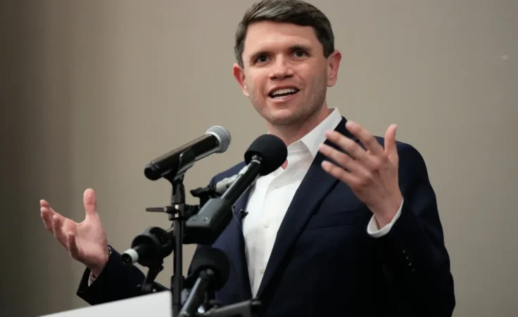 James Talarico, a Texas Democratic primary candidate for U.S. Senate, speaks during an event at the University of Houston, Monday, March 2, 2026, in Houston. (AP Photo/Ashley Landis)