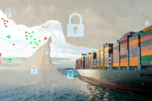 Global trade disruption concept with container ships blocked from entering or exiting the Strait of Hormuz. By YellowBoat/stock.adobe.com. Iran war