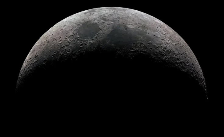 High detail 32 panel mosaic of the waxing crescent moon taken at 2.700mm focal length. By manuelhuss/stock.adobe.com. moon base NASA