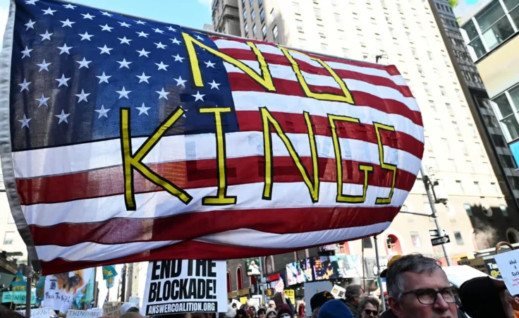 Photo by: Andrea Renault/STAR MAX/IPx 2026 3/28/26 Atmosphere at the 'No Kings' March in New York City on March 28, 2026. no kings rally protests