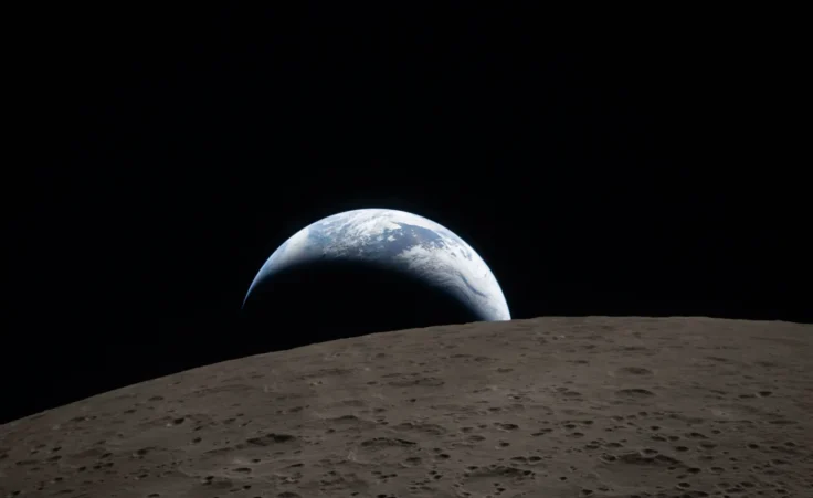 In this image provided by NASA, The Artemis 2 crew captured this view of an Earthset on Monday, April 6, 2026, as they flew around the Moon. (NASA via AP)