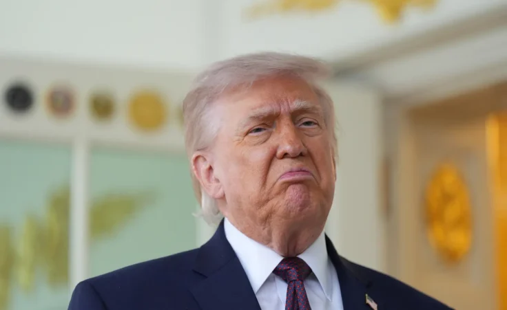 President Donald Trump speaks outside the Oval Office of the White House, Monday, April 13, 2026, in Washington. (AP Photo/Alex Brandon) blasphemous post taken down