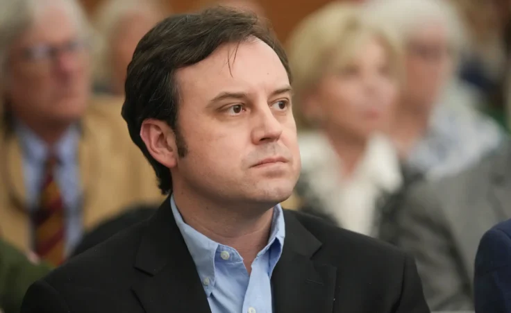 Camp Mystic Director Edward Eastland listens at a hearing about a temporary restraining order regarding the camp at the Travis County Courthouse, in Austin, Texas, Wednesday, March 4, 2026. (Jay Janner/Austin American-Statesman via AP, Pool)