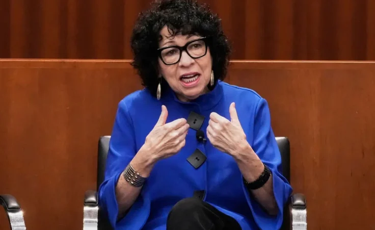 FILE - Supreme Court Justice Sonia Sotomayor speaks at the New York Law School's Constitution and Citizen Day Summit, in New York, Tuesday, Sept. 16, 2025. (AP Photo/Richard Drew, File)