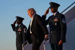 President Donald Trump arrives on Air Force One at Joint Base Andrews, Md., Sunday, May 3, 2026. (AP Photo/Matt Rourke) assassination attempt