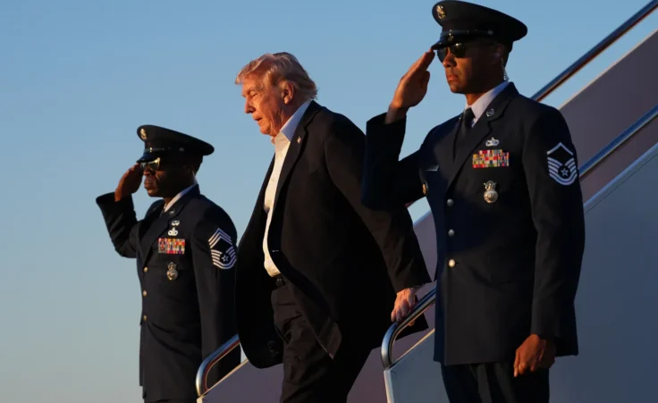 President Donald Trump arrives on Air Force One at Joint Base Andrews, Md., Sunday, May 3, 2026. (AP Photo/Matt Rourke) assassination attempt