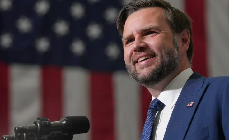 Vice President JD Vance speaks about efforts to combat fraud during an event at the Wisconsin Air National Guard facility at Milwaukee Mitchell International Airport, Wednesday, July 8, 2026, in Milwaukee. (AP Photo/Mark Schiefelbein, Pool) JD Vance baby boy