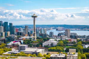 Scenic aerial view of Seattle skyscrapers. By PhotoSpirit/stock.adobe.com. Mass shooting in Seattle kills three, injures toddler