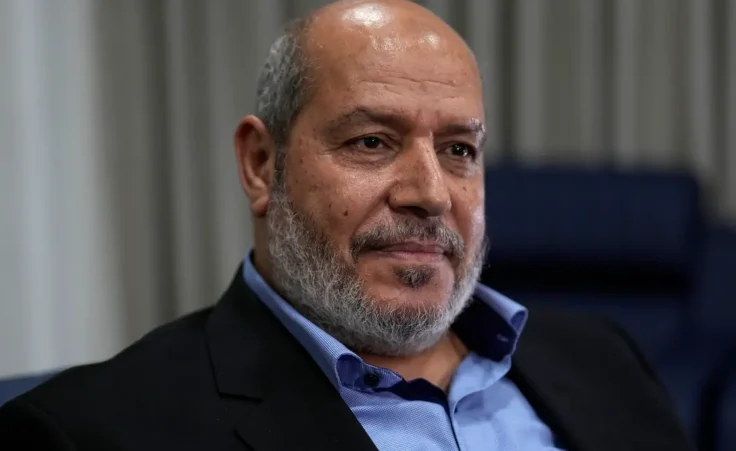 FILE - Khalil al-Hayya, a high-ranking Hamas official who has represented the Palestinian militant group in negotiations for a ceasefire and hostage exchange deal, gives an interview in Istanbul, Turkey, April 24, 2024. (AP Photo/Khalil Hamra, File)